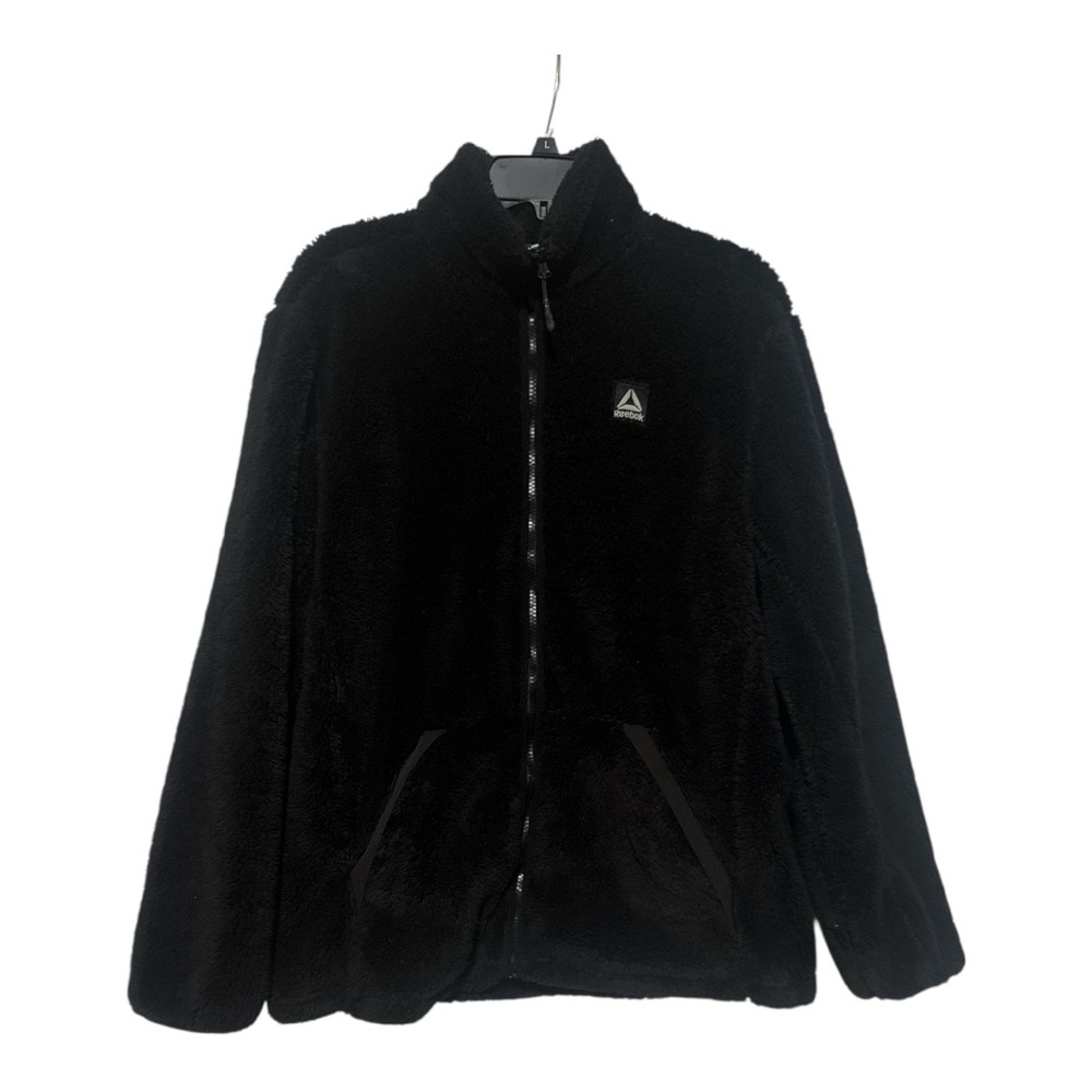 Reebok Black Teddy Jacket Plush Full-Zip Design
